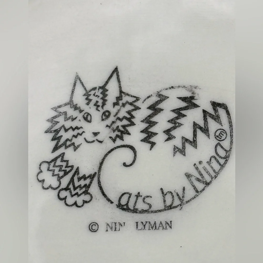 Cats by Nina Lyman Ceramic Cat Bowl White Persian 8 in